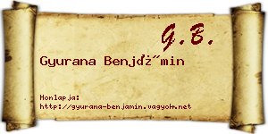Gyurana Benjámin névjegykártya